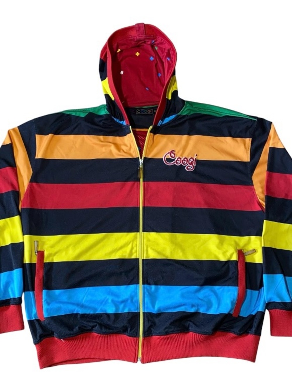 Vintage Coogie Striped Zip front Jacket W/ Hood Mens Size 3XL (DB1)